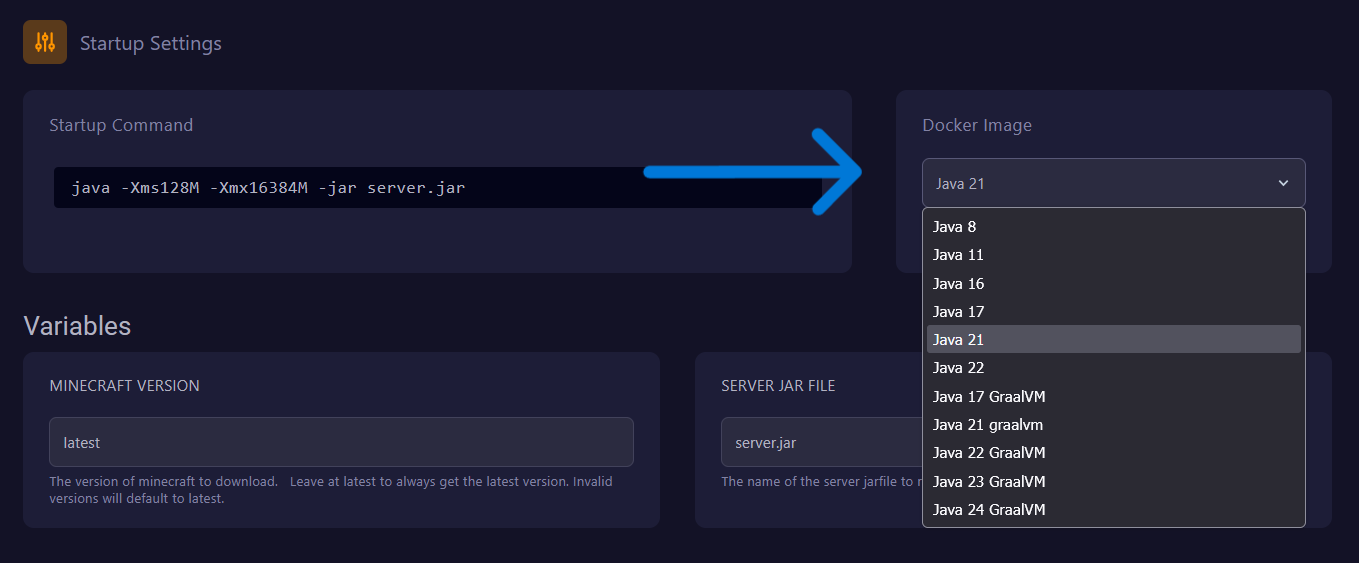 Docker Image selector